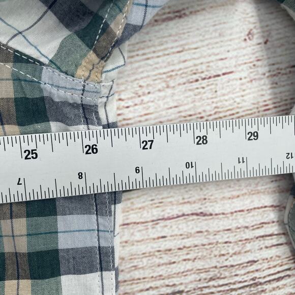 Lucky Brand Saturday Stretch Pearl Snap Plaid Shirt Men's Size XXL Blue/Green - Picture 10 of 11